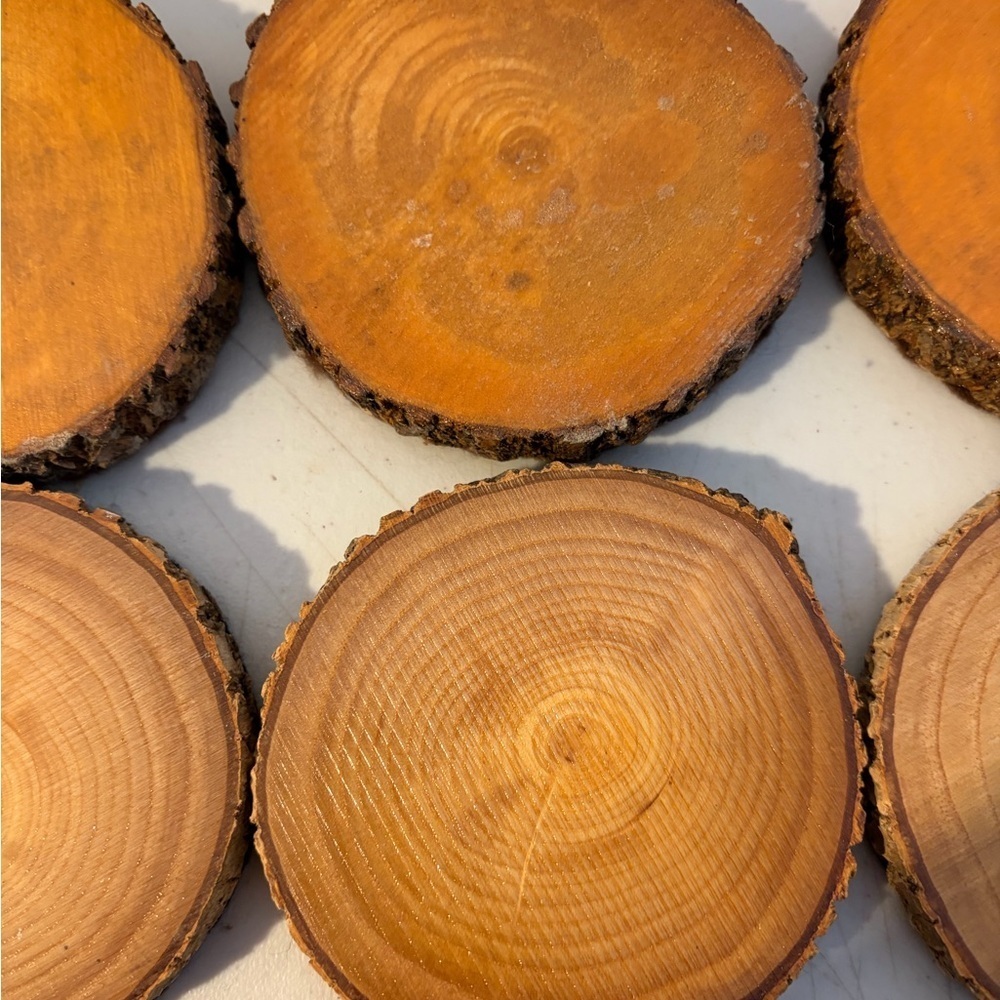 Natural Wood Slice Coasters Set - Picture 2 of 5